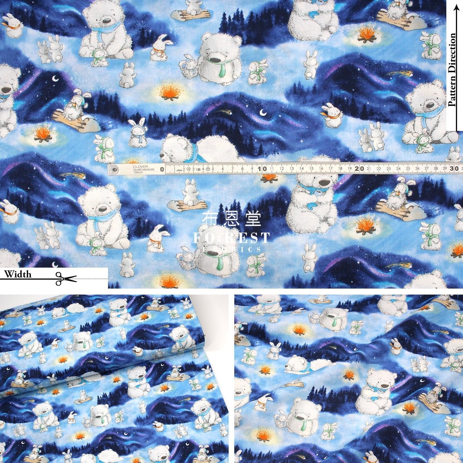 cotton - Arctic Bunnies fabric - FO:REST Fabric 布恩堂Liberty fabrictana lawnjapanese fabricykk zipper