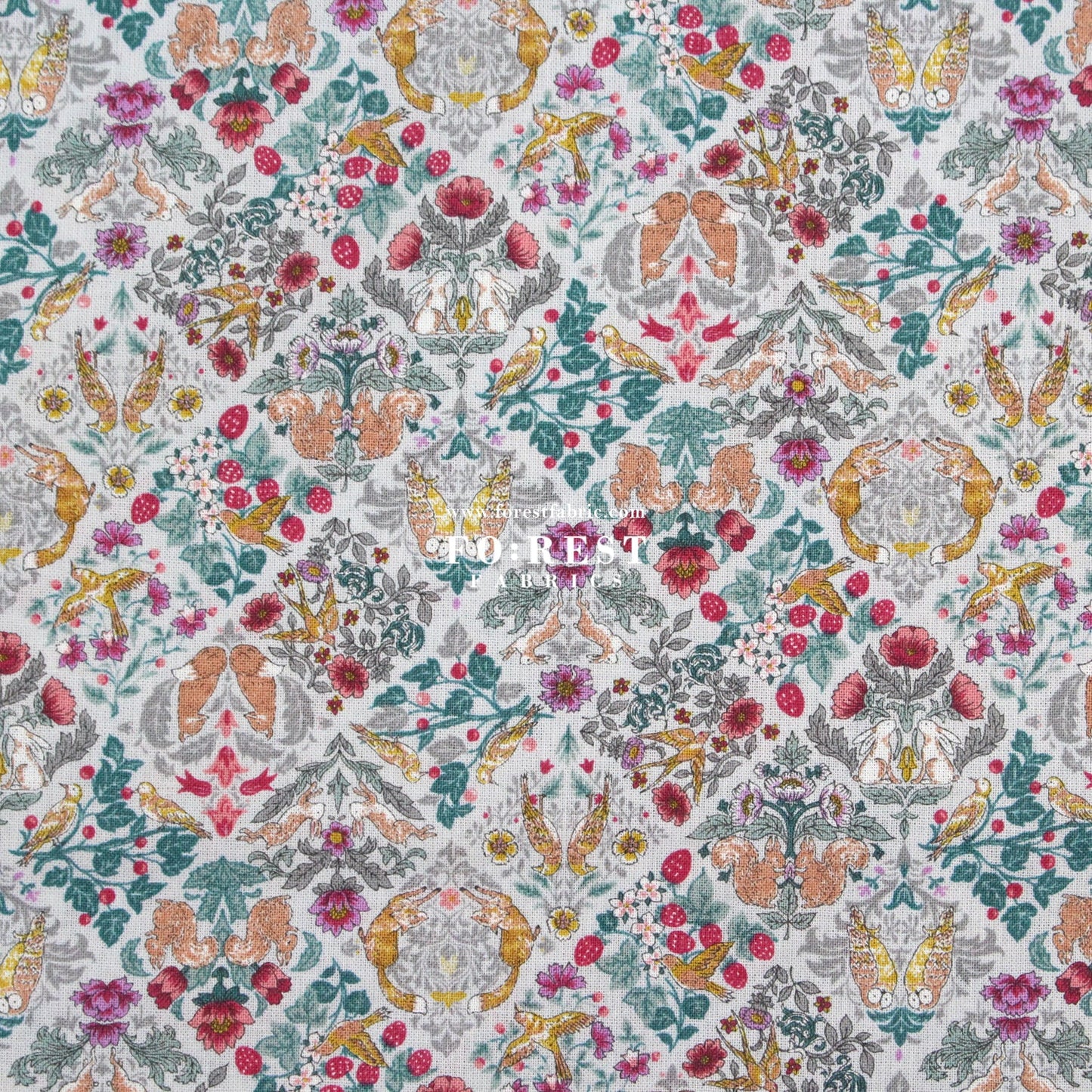 cotton - Art Nouveau Little Forest fabric Gray - FO:REST Fabric 布恩堂Liberty fabrictana lawnjapanese fabricykk zipper