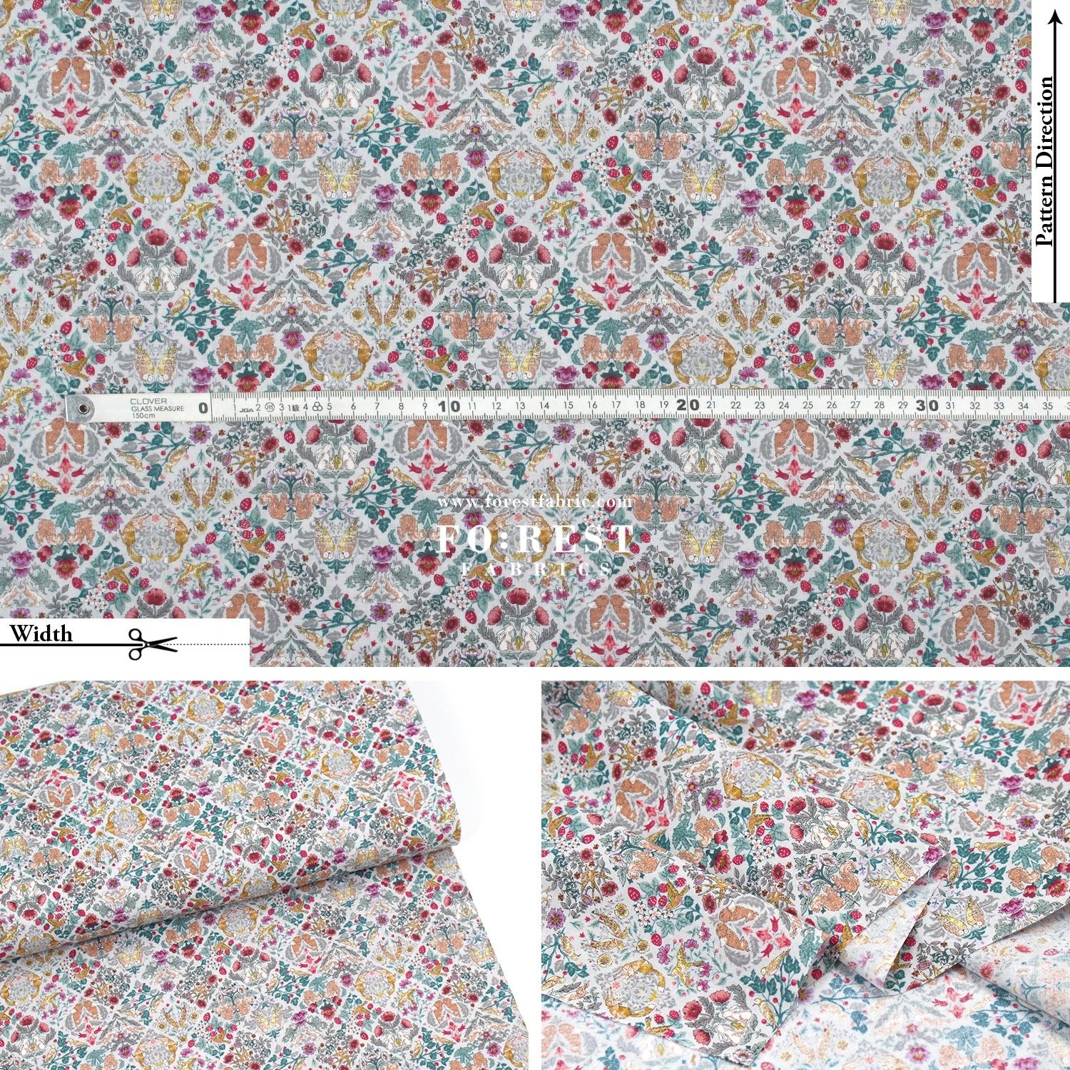 cotton - Art Nouveau Little Forest fabric Gray - FO:REST Fabric 布恩堂Liberty fabrictana lawnjapanese fabricykk zipper