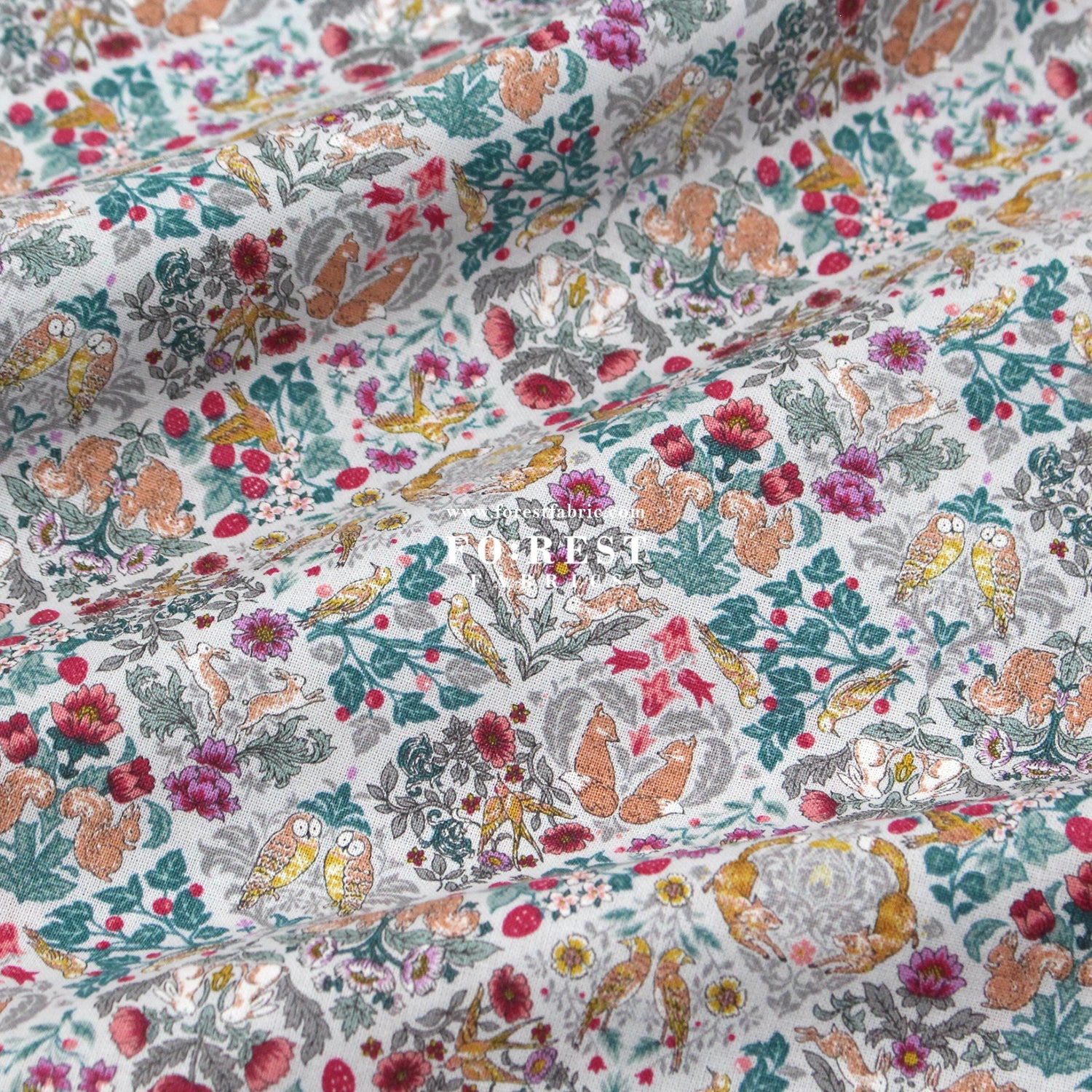 cotton - Art Nouveau Little Forest fabric Gray - FO:REST Fabric 布恩堂Liberty fabrictana lawnjapanese fabricykk zipper