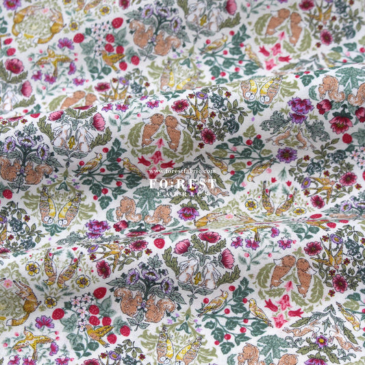 cotton - Art Nouveau Little Forest fabric Natural - FO:REST Fabric 布恩堂Liberty fabrictana lawnjapanese fabricykk zipper