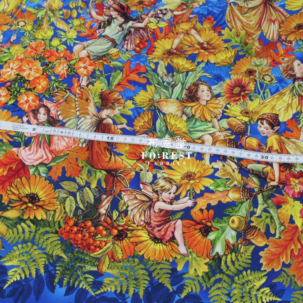 Cotton - Autumn Fairy Fabric Blue (Single Border)