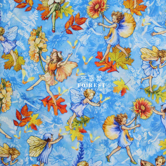 Cotton - Autumn Fairy Flight Fabric Blue