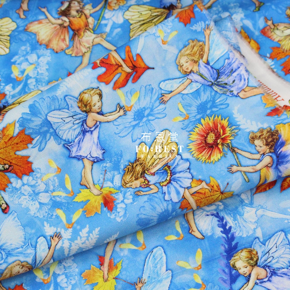 Cotton - Autumn Fairy Flight Fabric Blue