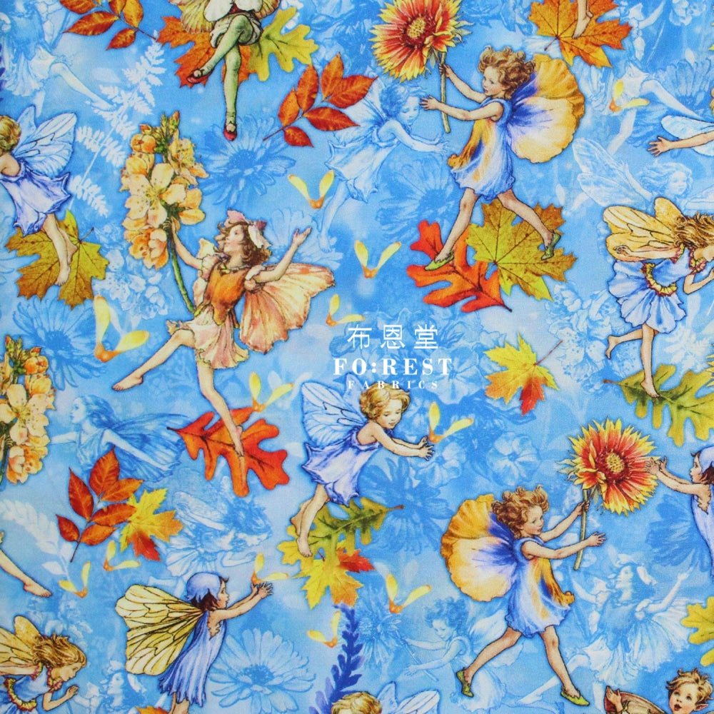 cotton - Autumn Fairy Flight fabric Blue - FO:REST Fabric 布恩堂Liberty fabrictana lawnjapanese fabricykk zipper