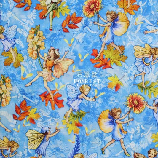 cotton - Autumn Fairy Flight fabric Blue - FO:REST Fabric 布恩堂Liberty fabrictana lawnjapanese fabricykk zipper