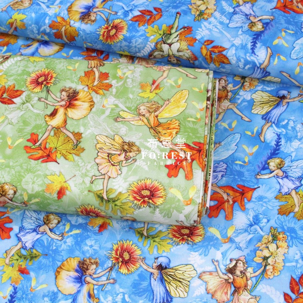 cotton - Autumn Fairy Flight fabric Blue - FO:REST Fabric 布恩堂Liberty fabrictana lawnjapanese fabricykk zipper