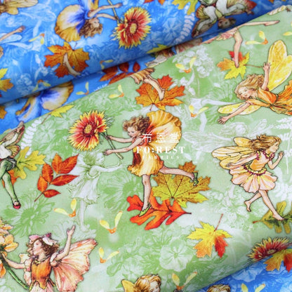 cotton - Autumn Fairy Flight fabric Green - FO:REST Fabric 布恩堂Liberty fabrictana lawnjapanese fabricykk zipper