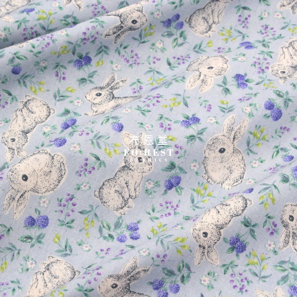 Cotton - Berry Rabbit Flower Garden Fabric Lavandula Cotton