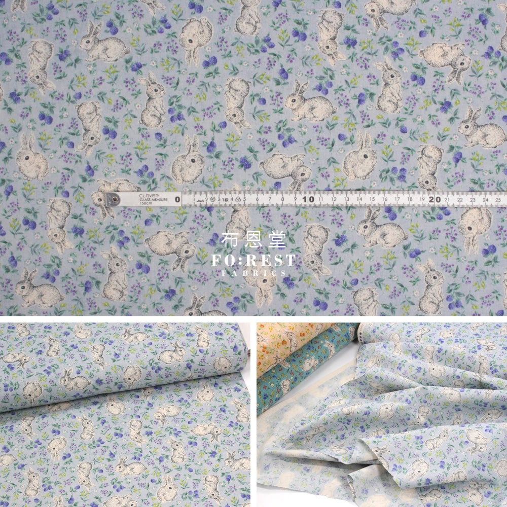 Cotton - Berry Rabbit Flower Garden Fabric Lavandula Cotton