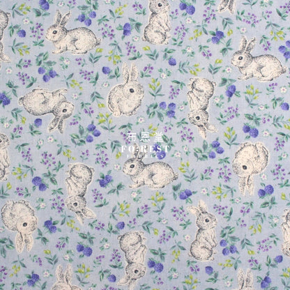 Cotton - Berry Rabbit Flower Garden Fabric Lavandula Cotton