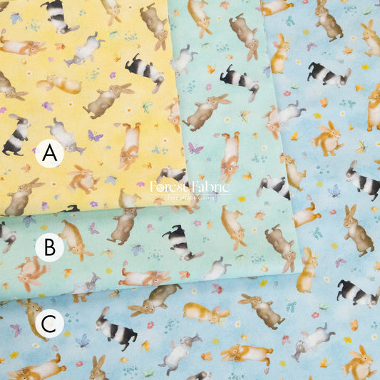 cotton - Big Hug Bunny rabbit fabric - FO:REST Fabric 布恩堂Liberty fabrictana lawnjapanese fabricykk zipper