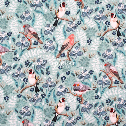 cotton - Birds in a tree Mint - FO:REST Fabric 布恩堂Liberty fabrictana lawnjapanese fabricykk zipper