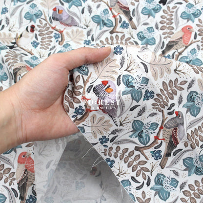 cotton - Birds in a tree White - FO:REST Fabric 布恩堂Liberty fabrictana lawnjapanese fabricykk zipper
