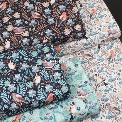 cotton - Birds in a tree White - FO:REST Fabric 布恩堂Liberty fabrictana lawnjapanese fabricykk zipper