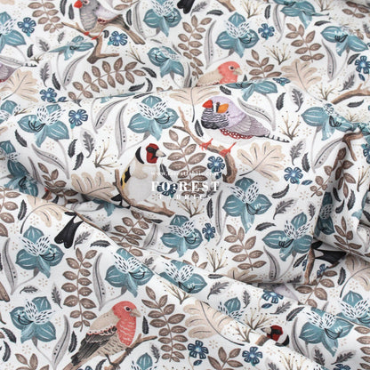 cotton - Birds in a tree White - FO:REST Fabric 布恩堂Liberty fabrictana lawnjapanese fabricykk zipper