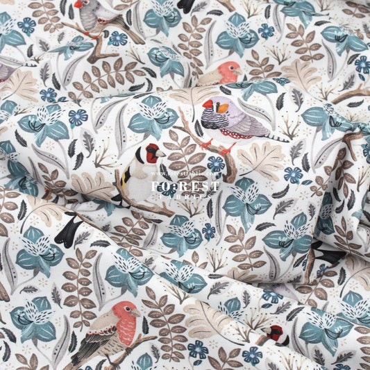 cotton - Birds in a tree White - FO:REST Fabric 布恩堂Liberty fabrictana lawnjapanese fabricykk zipper