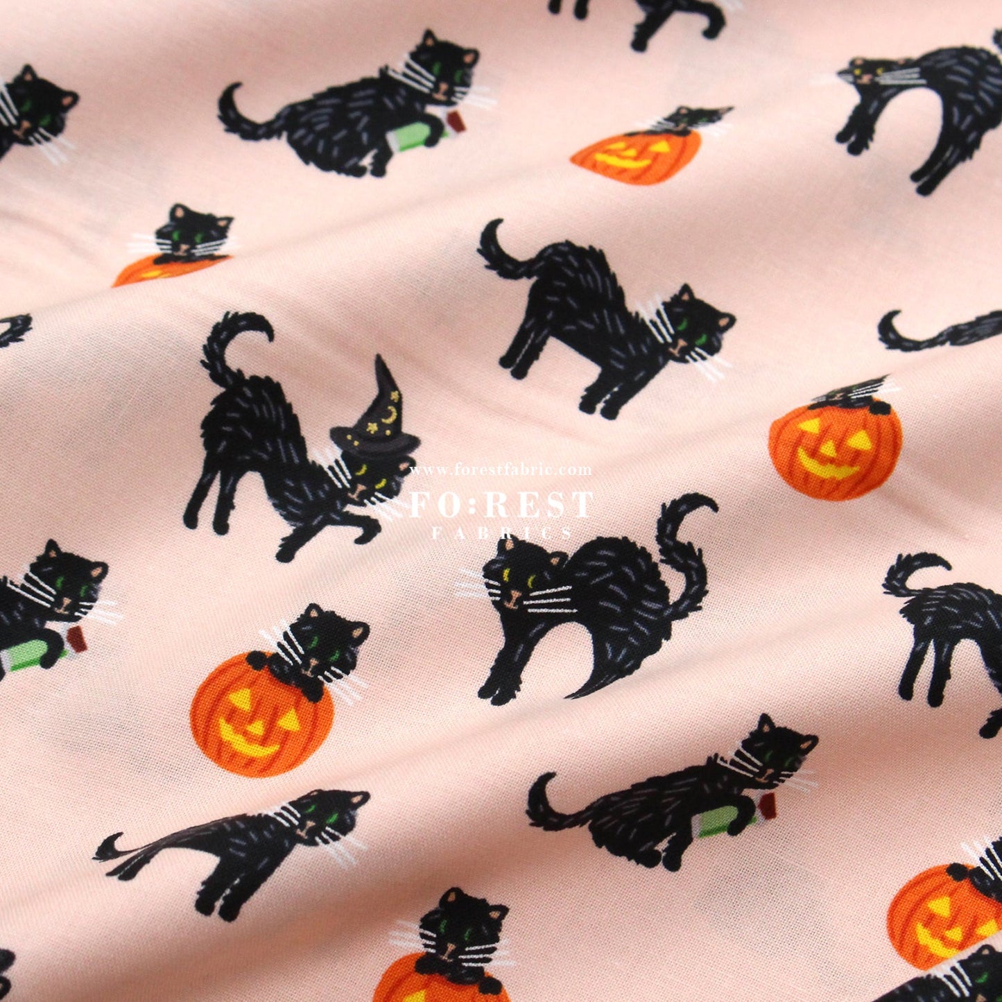 cotton - Black Cat Blush Metallic fabric - FO:REST Fabric 布恩堂Liberty fabrictana lawnjapanese fabricykk zipper
