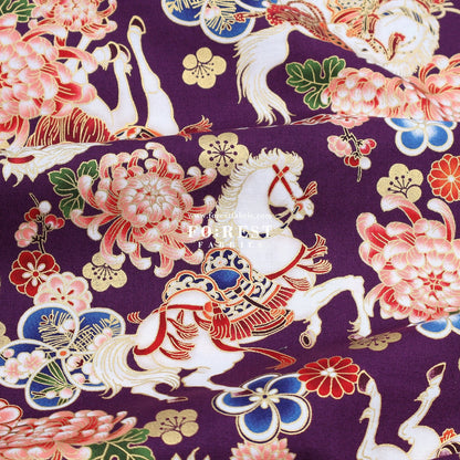 cotton - Blossom Horse with metallic fabric - FO:REST Fabric 布恩堂Liberty fabrictana lawnjapanese fabricykk zipper