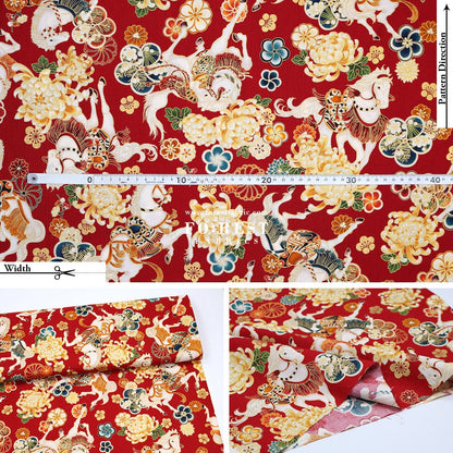 cotton - Blossom Horse with metallic fabric - FO:REST Fabric 布恩堂Liberty fabrictana lawnjapanese fabricykk zipper