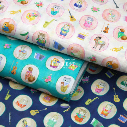 cotton - Bonbon Journey fabric Navy - FO:REST Fabric 布恩堂Liberty fabrictana lawnjapanese fabricykk zipper