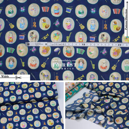 cotton - Bonbon Journey fabric Navy - FO:REST Fabric 布恩堂Liberty fabrictana lawnjapanese fabricykk zipper