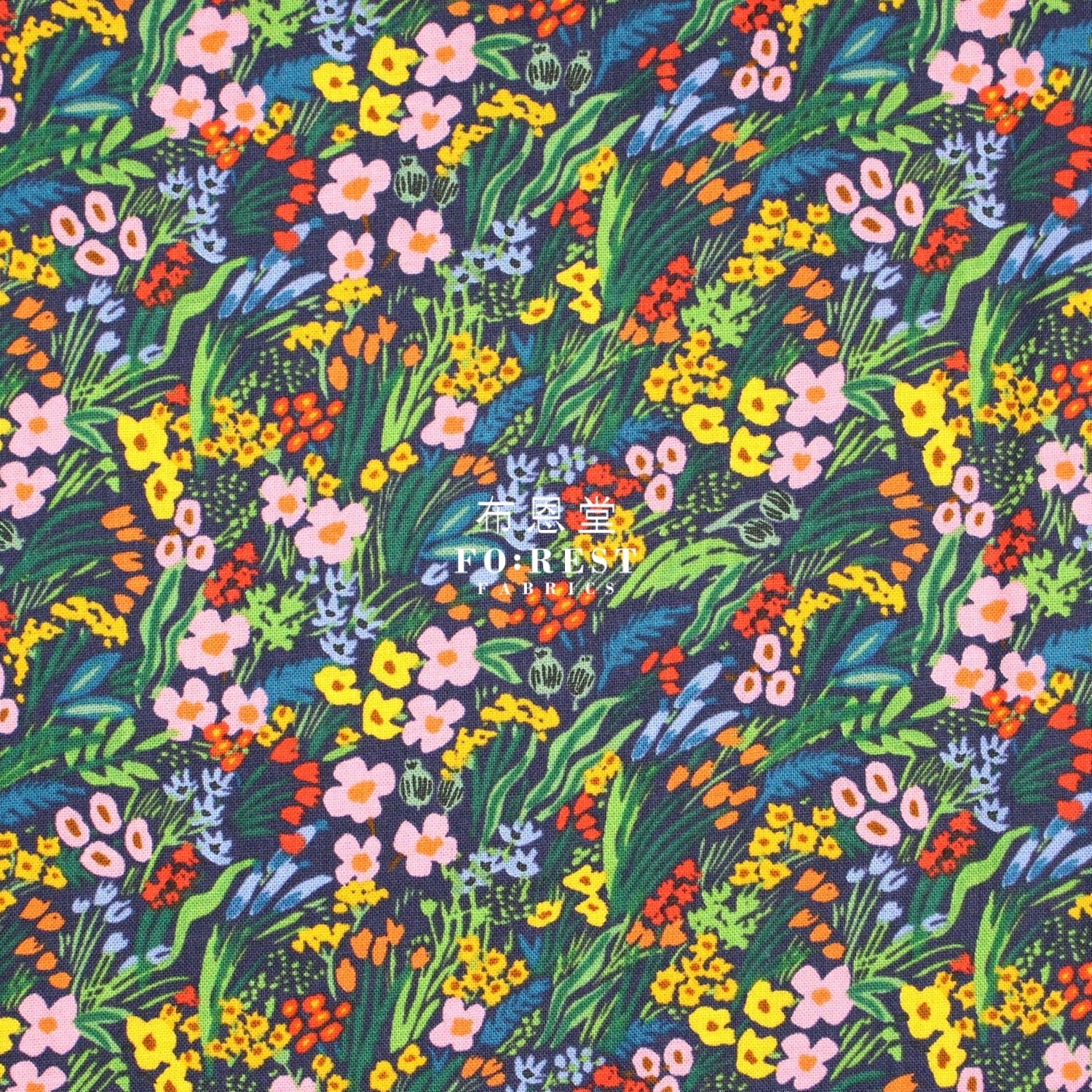 cotton - Bramble Lea - Navy fabric - FO:REST Fabric 布恩堂Liberty fabrictana lawnjapanese fabricykk zipper