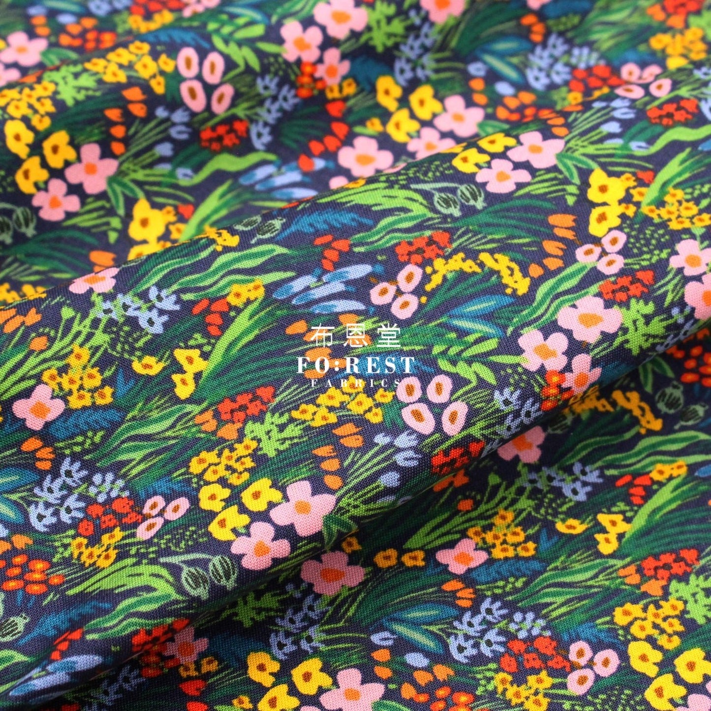 cotton - Bramble Lea - Navy fabric - FO:REST Fabric 布恩堂Liberty fabrictana lawnjapanese fabricykk zipper