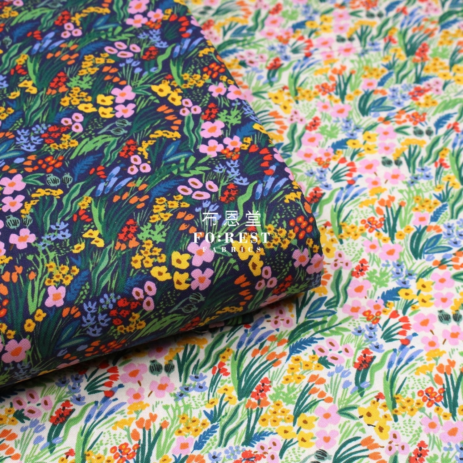 cotton - Bramble Lea - Navy fabric - FO:REST Fabric 布恩堂Liberty fabrictana lawnjapanese fabricykk zipper