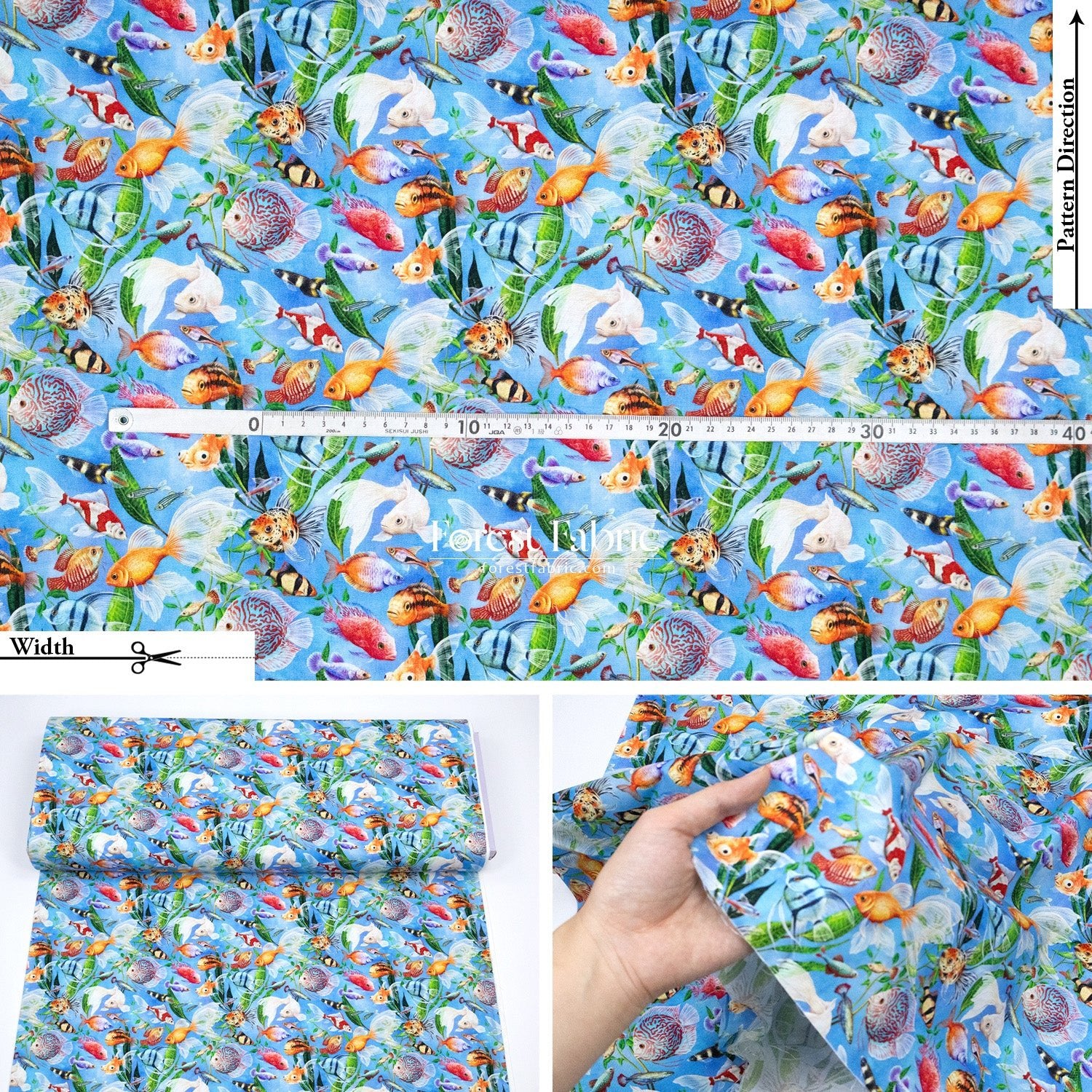cotton - Bubble Cats and fish fabric - FO:REST Fabric 布恩堂Liberty fabrictana lawnjapanese fabricykk zipper