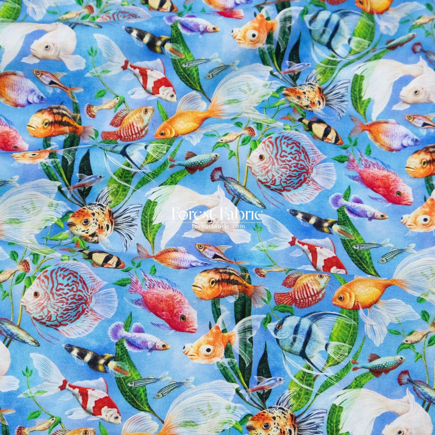 cotton - Bubble Cats and fish fabric - FO:REST Fabric 布恩堂Liberty fabrictana lawnjapanese fabricykk zipper