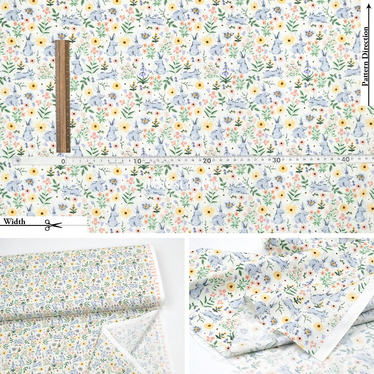cotton - bunny floral fabric cream - FO:REST Fabric 布恩堂Liberty fabric#tana lawn#japanese fabric#ykk zipper#