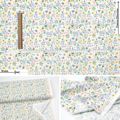 cotton - bunny floral fabric cream - FO:REST Fabric 布恩堂Liberty fabric#tana lawn#japanese fabric#ykk zipper#