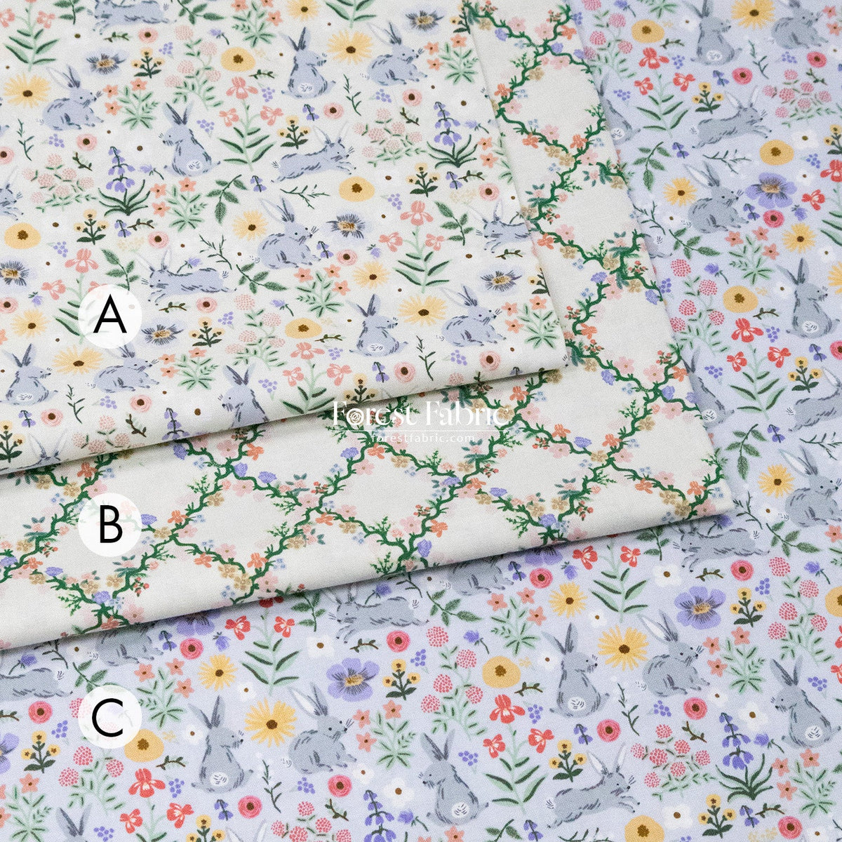 cotton - bunny floral fabric cream - FO:REST Fabric 布恩堂Liberty fabric#tana lawn#japanese fabric#ykk zipper#