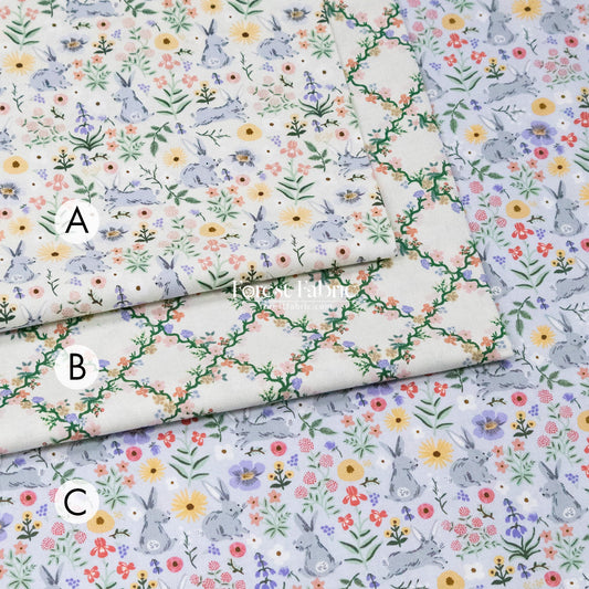 cotton - bunny floral fabric cream - FO:REST Fabric 布恩堂Liberty fabric#tana lawn#japanese fabric#ykk zipper#