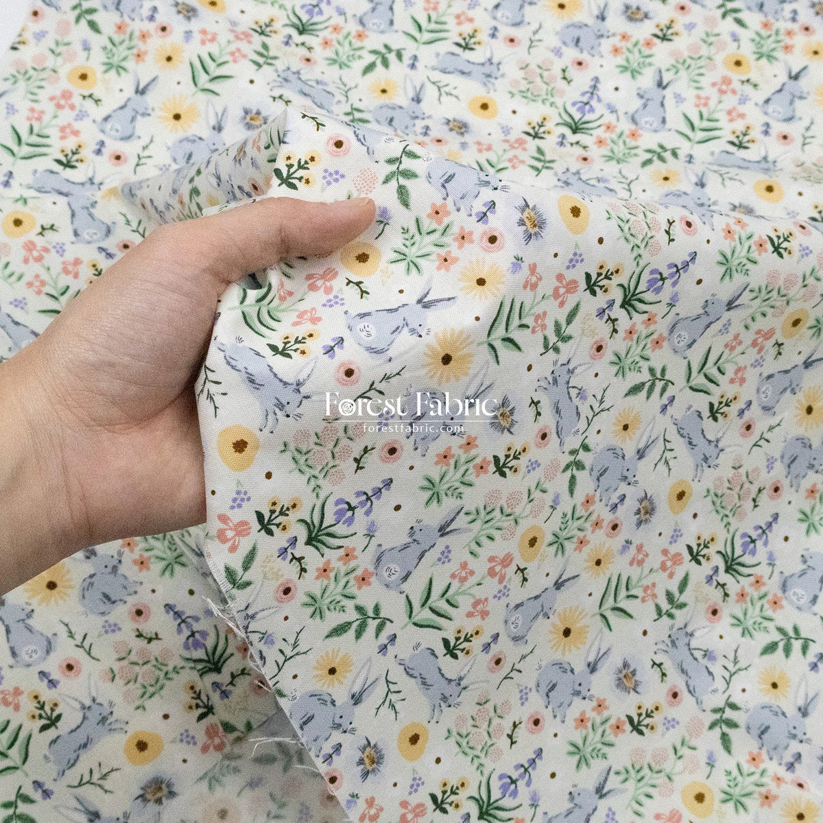 cotton - bunny floral fabric cream - FO:REST Fabric 布恩堂Liberty fabric#tana lawn#japanese fabric#ykk zipper#