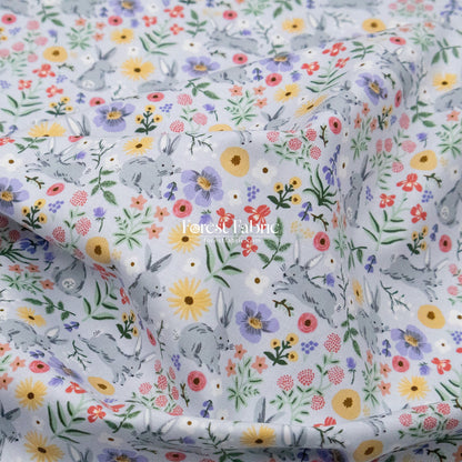cotton - bunny floral fabric cream - FO:REST Fabric 布恩堂Liberty fabric#tana lawn#japanese fabric#ykk zipper#