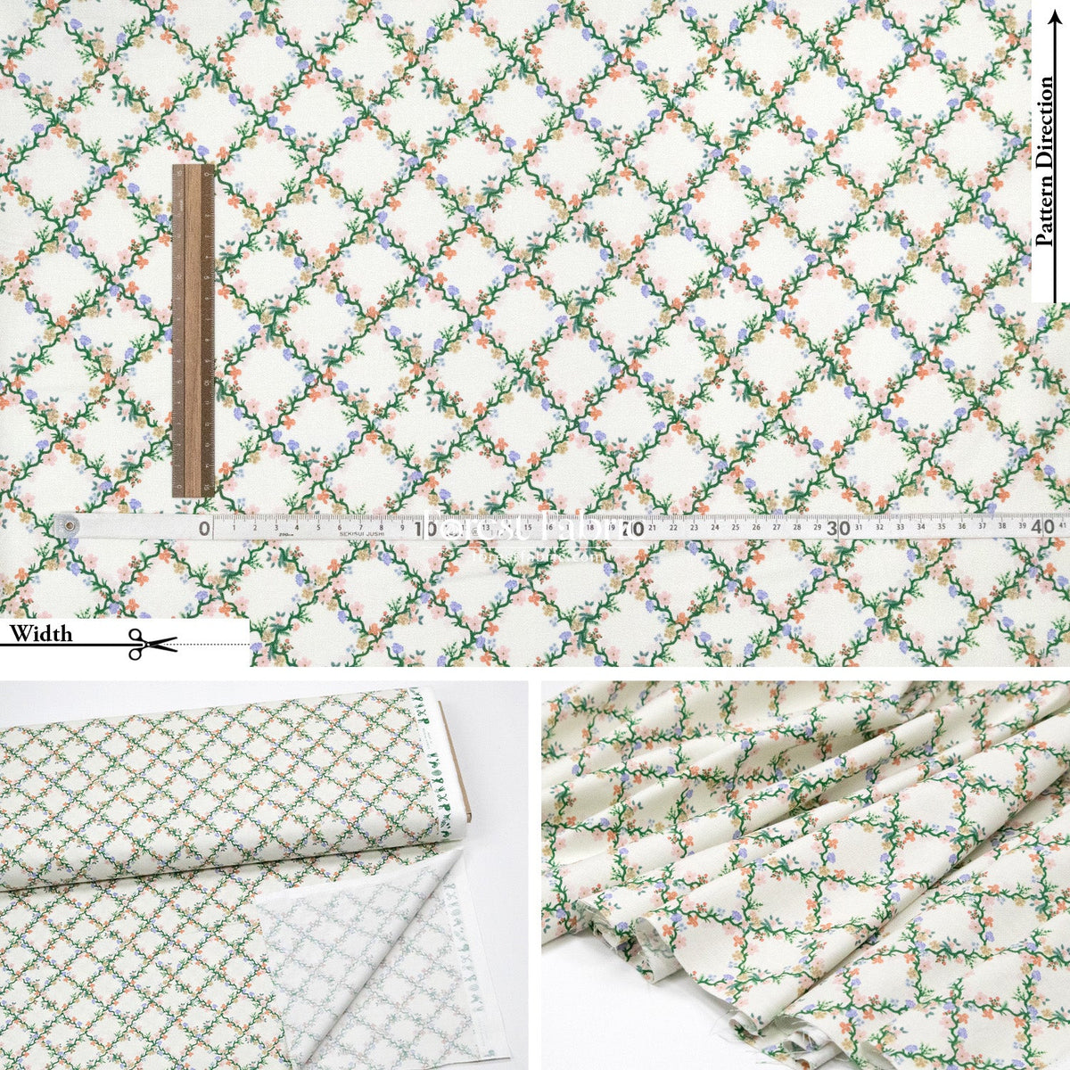 cotton - bunny floral fabric cream - FO:REST Fabric 布恩堂Liberty fabric#tana lawn#japanese fabric#ykk zipper#
