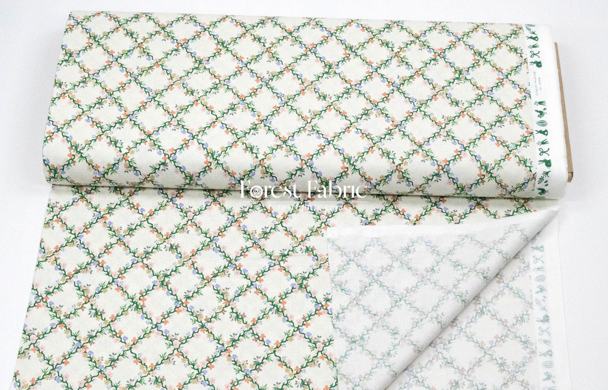 cotton - bunny floral fabric cream - FO:REST Fabric 布恩堂Liberty fabric#tana lawn#japanese fabric#ykk zipper#