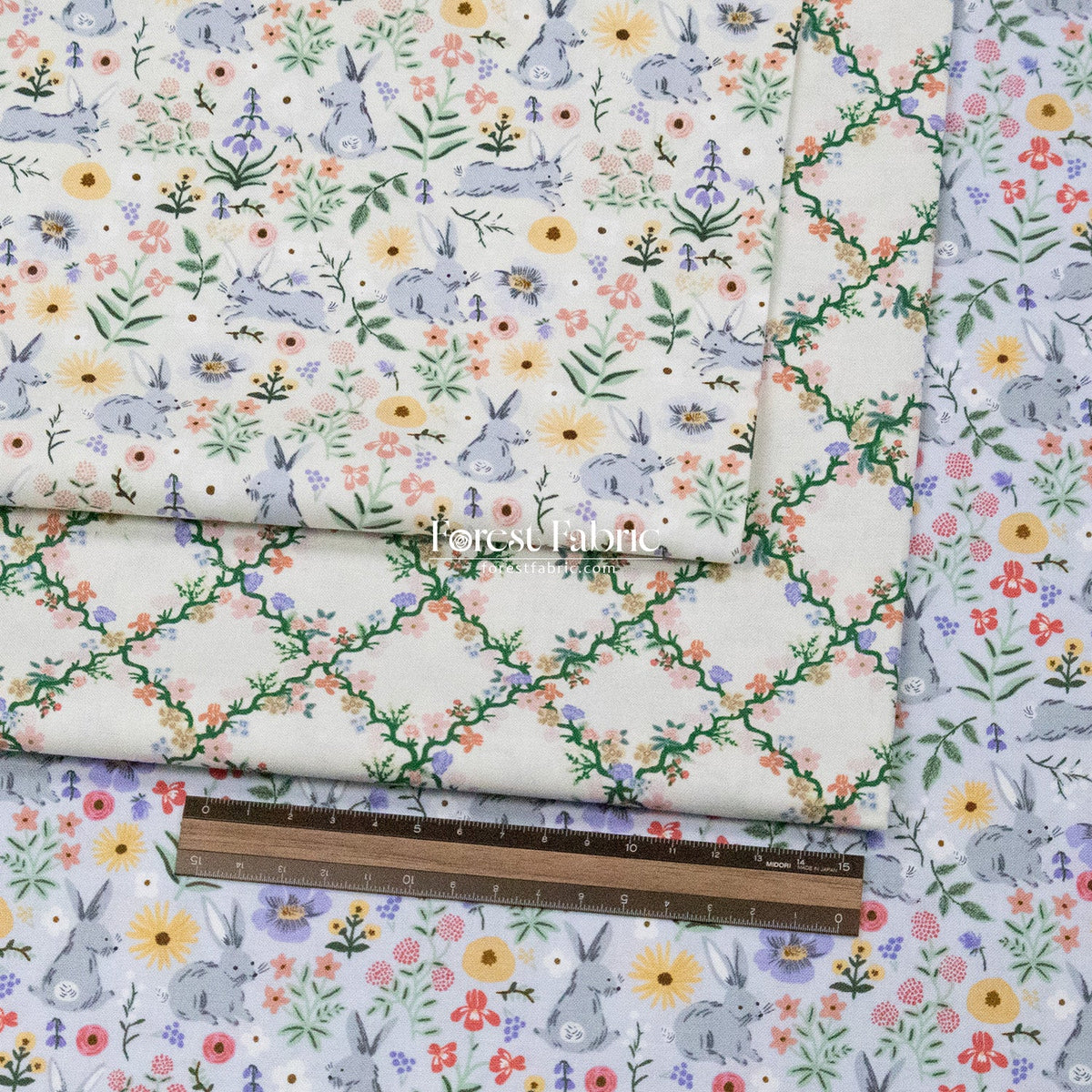cotton - bunny floral fabric cream - FO:REST Fabric 布恩堂Liberty fabric#tana lawn#japanese fabric#ykk zipper#