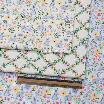 cotton - bunny floral fabric cream - FO:REST Fabric 布恩堂Liberty fabric#tana lawn#japanese fabric#ykk zipper#