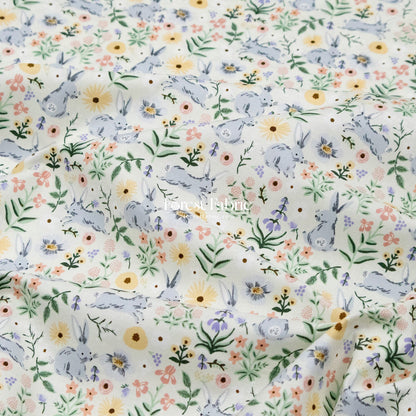 cotton - bunny floral fabric cream - FO:REST Fabric 布恩堂Liberty fabric#tana lawn#japanese fabric#ykk zipper#