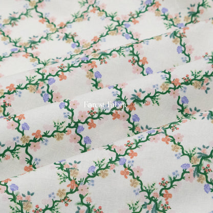 cotton - bunny floral fabric cream - FO:REST Fabric 布恩堂Liberty fabric#tana lawn#japanese fabric#ykk zipper#
