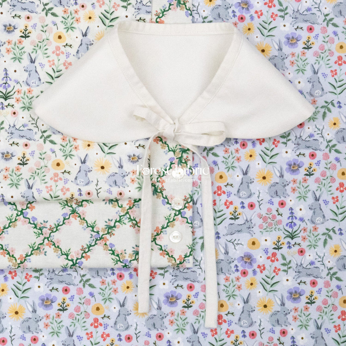 cotton - bunny floral fabric cream - FO:REST Fabric 布恩堂Liberty fabric#tana lawn#japanese fabric#ykk zipper#