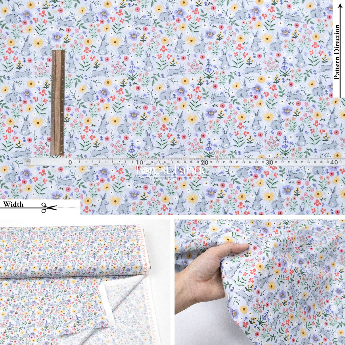cotton - bunny floral fabric cream - FO:REST Fabric 布恩堂Liberty fabric#tana lawn#japanese fabric#ykk zipper#