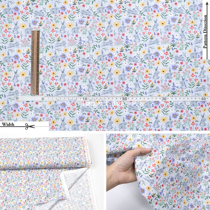 cotton - bunny floral fabric cream - FO:REST Fabric 布恩堂Liberty fabric#tana lawn#japanese fabric#ykk zipper#