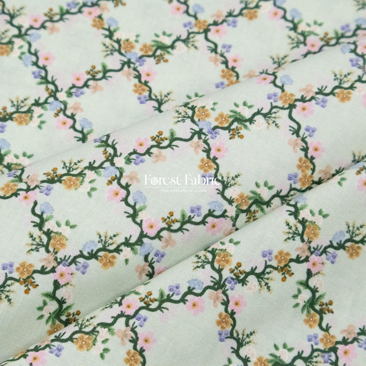 cotton - bunny floral fabric green - FO:REST Fabric 布恩堂Liberty fabric#tana lawn#japanese fabric#ykk zipper#
