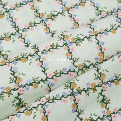 cotton - bunny floral fabric green - FO:REST Fabric 布恩堂Liberty fabric#tana lawn#japanese fabric#ykk zipper#