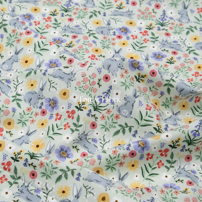 cotton - bunny floral fabric green - FO:REST Fabric 布恩堂Liberty fabric#tana lawn#japanese fabric#ykk zipper#