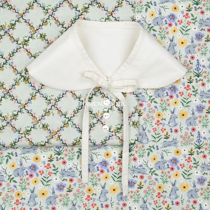 cotton - bunny floral fabric green - FO:REST Fabric 布恩堂Liberty fabric#tana lawn#japanese fabric#ykk zipper#